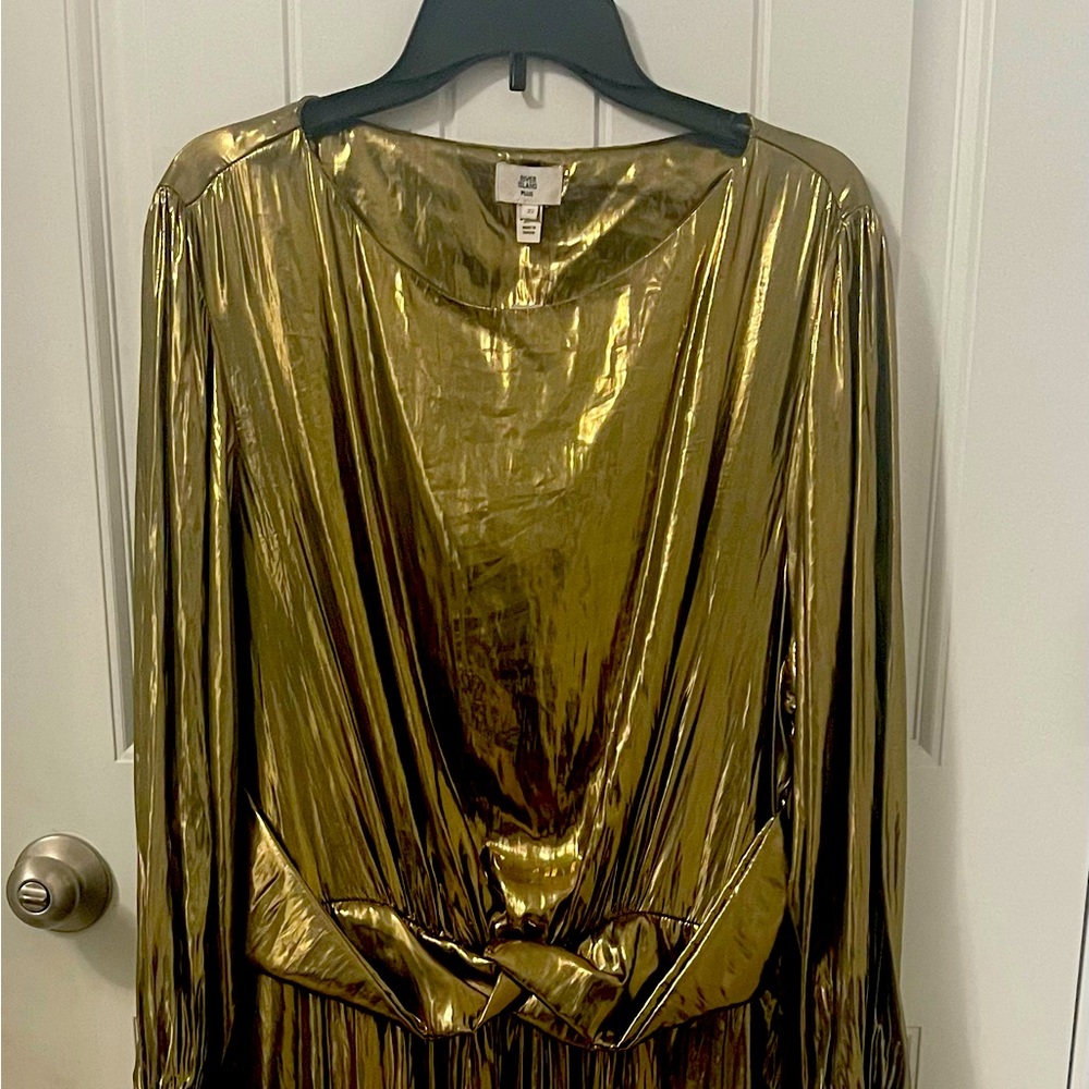 Plus Gold Studio Twist Midi dress